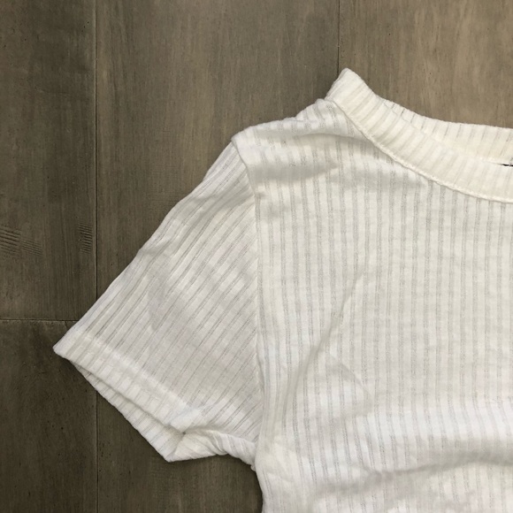 TOPMAN White Ribbed Crop  T-Shirt - Picture 3 of 9